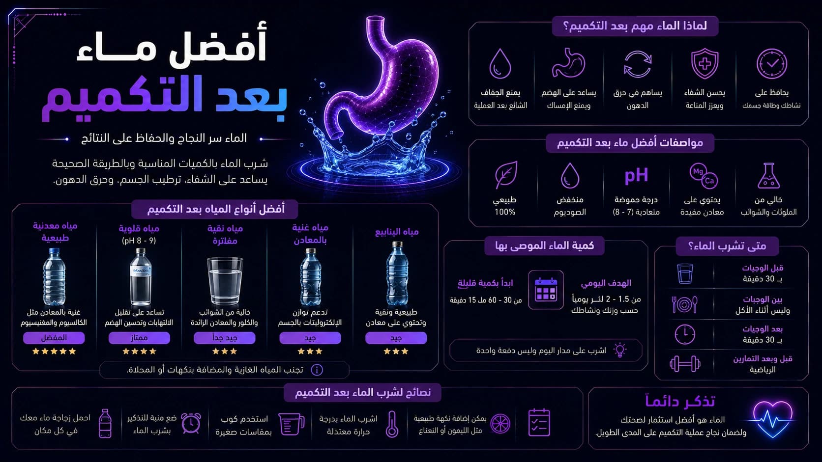فضل ماء بعد التكميم | نصائح شرب الماء بعد عملية تكميم المعدة